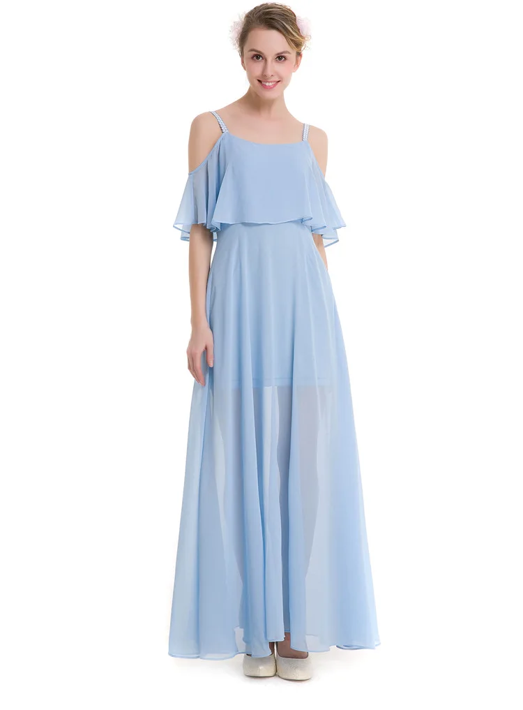 Женское шифоновое платье до щиколотки длинные платья размера XXXL синего цвета