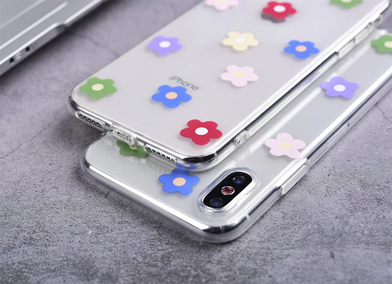 Прозрачный чехол для мобильного телефона из мягкого ТПУ с цветами Apple iPhone X XR XS Max 8