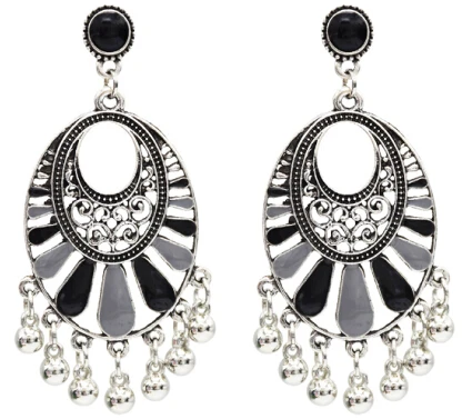 5022 BK Этнические серьги Jhumka для Для женщин из индийской смолы из бисера с бахромой, с кисточками серьги афганских пакист Египет Свадебные Pendientes - Окраска металла: 5022 BK
