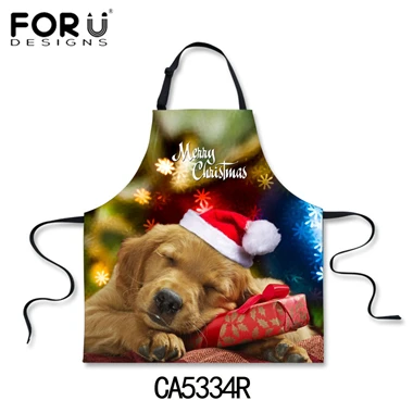 FORUDESIGNS/Merry Рождество кухня фартуки для женщин звавечерние ужин аксессуары животных собака кошка печатных забавные пособия по кулинарии шеф - Цвет: CA5334R