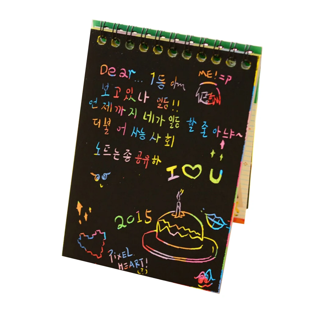 

1 Book Colorful Dazzle Scratch Note Sketchbook Paper Graffiti DIY Coils Drawing Book Toys Children Drawing Book Color Random