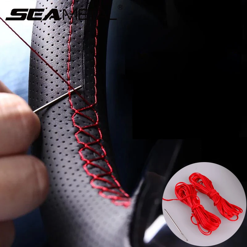 DIY ручная швейная накладка на руль искусственная кожа оплетка автомобильные