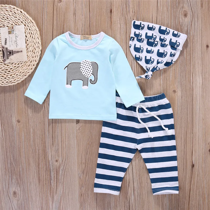 3 ШТ. Новорожденный Одежды Наборы С Длинным Рукавом Мультфильм Пуловер Топы