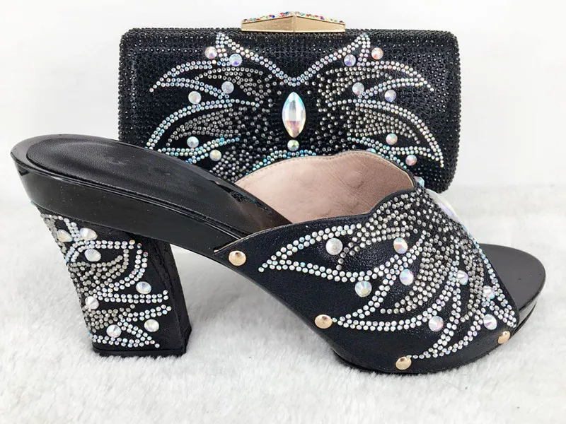 Новое Прибытие Королевский Синий Цвет Дамы Shoe and Bag Набор украшенный Бриллиантами