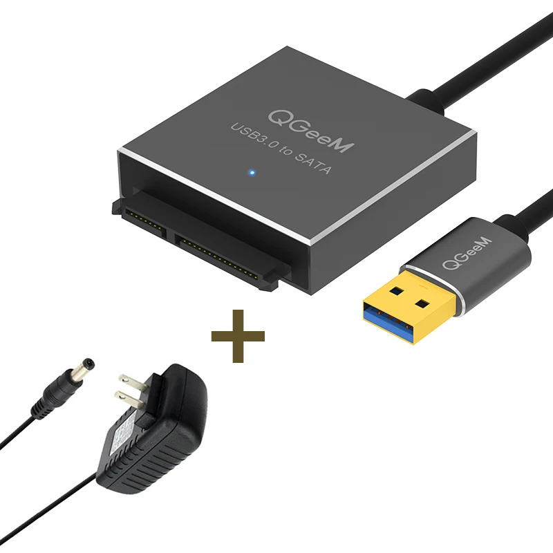 Aluminium US Adapter QGeeM SATA к USB адаптер USB 3,0 кабель к Sata конвертер для samsung Seagate WD 2,5 3,5 HDD SSD жесткий диск USB Sata адаптер - Цвет: Aluminium US Adapter