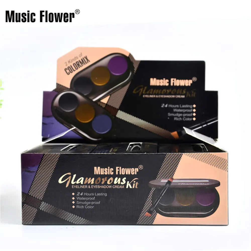 Водонепроницаемый комплект подводки для глаз Music Flower черный матовая гелевая