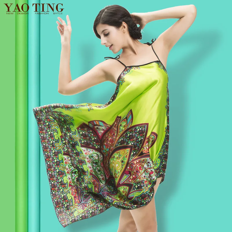 2017 Женская сексуальная ночная рубашка с принтом без рукавов летняя одежда для