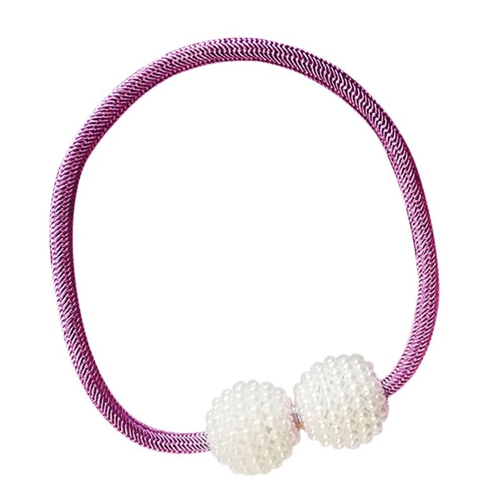Фиолетовый 2pcs Curtain Tieback Rope Hooks Decoration Magnetic Pearl Ball Curtain Tiebacks Tie Backs Holdbacks Buckle Clips Accessory - Цвет: Фиолетовый