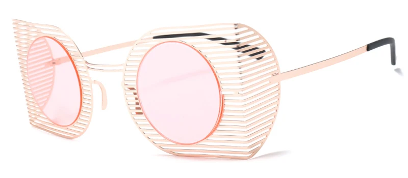 clear pink Женские солнцезащитные очки Peekaboo квадратной формы, Круглые,, красные, черные, розовые, металлическая оправа, винтажные женские солнцезащитные очки для мужчин, uv400 - Цвет линз: clear pink
