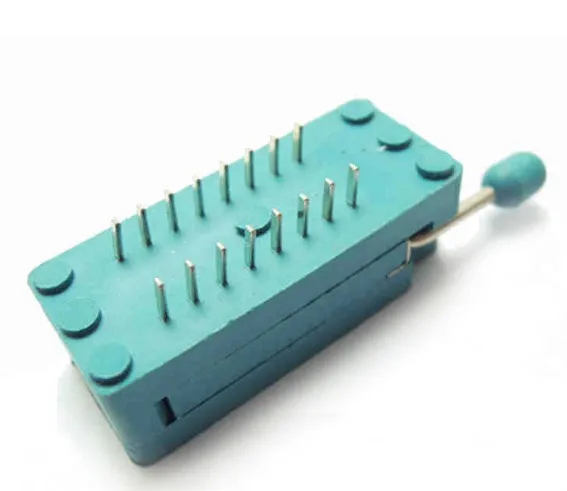 

Free shipping 2 PCS/LOT 16 20 28 Pin 2.54MM Green DIP Universal ZIF IC Socket Test Solder Type