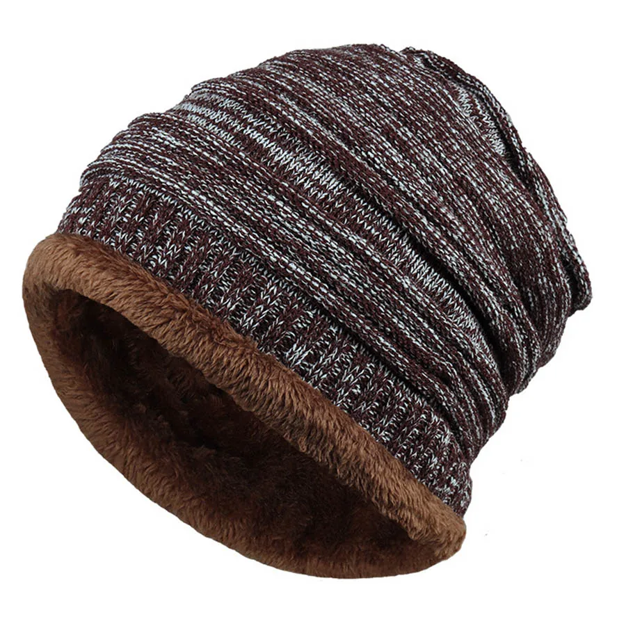 

Winter Men Hat Scarf Blend Color Chemo Hats Women Fold Cap New Warm Ladies Knitted Beanie Velvet Wrap Casual Hip-Hop Skullies