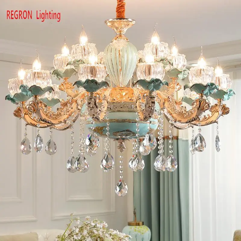  Home Decoration Ceramic Chandelier lighting For Living Room Foyer hotel light Luxury Led Chandeliers ceiling Chinese | Лампы и