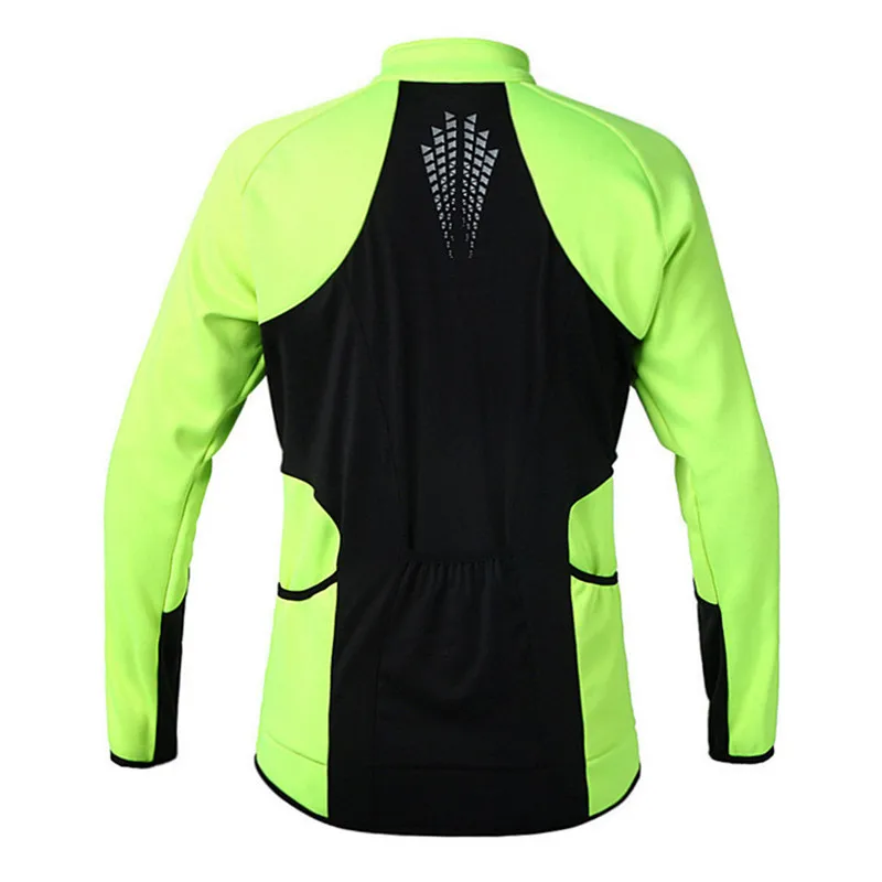 Флуоресцентная зеленая термальная флисовая велосипедная куртка для мужчин и