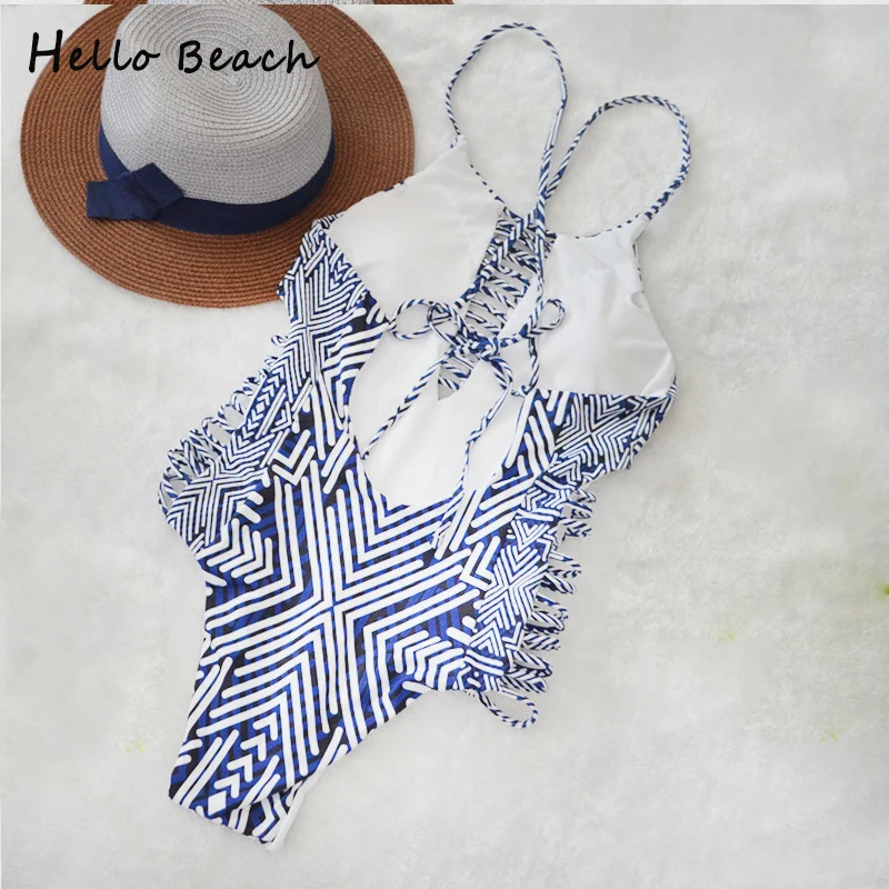 HELLO BEACH 2018 купальник женский Глубокий v-образный повязка для одежды пуш-ап