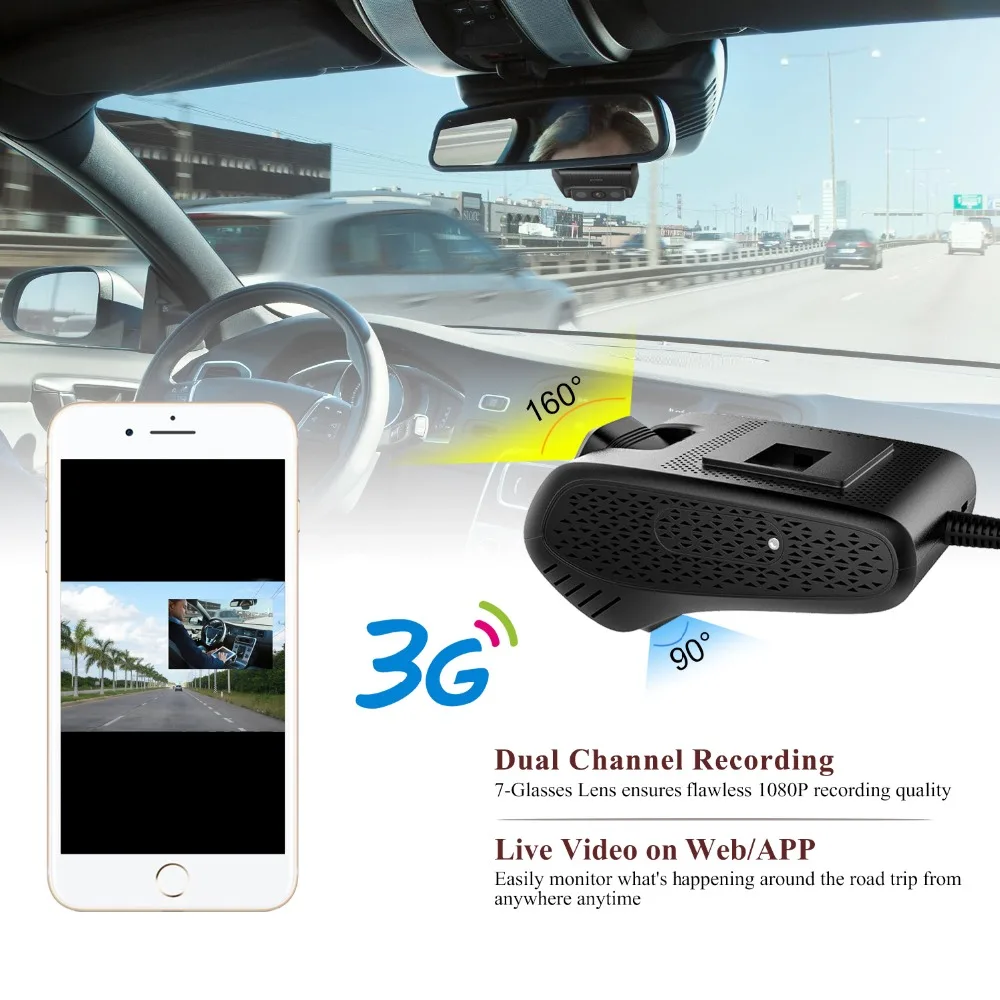 Dealcoo Автомобильный dvr камера ADAS 1080 P FHD WDR 3g wi fi gps отслеживания видеомониторинг в