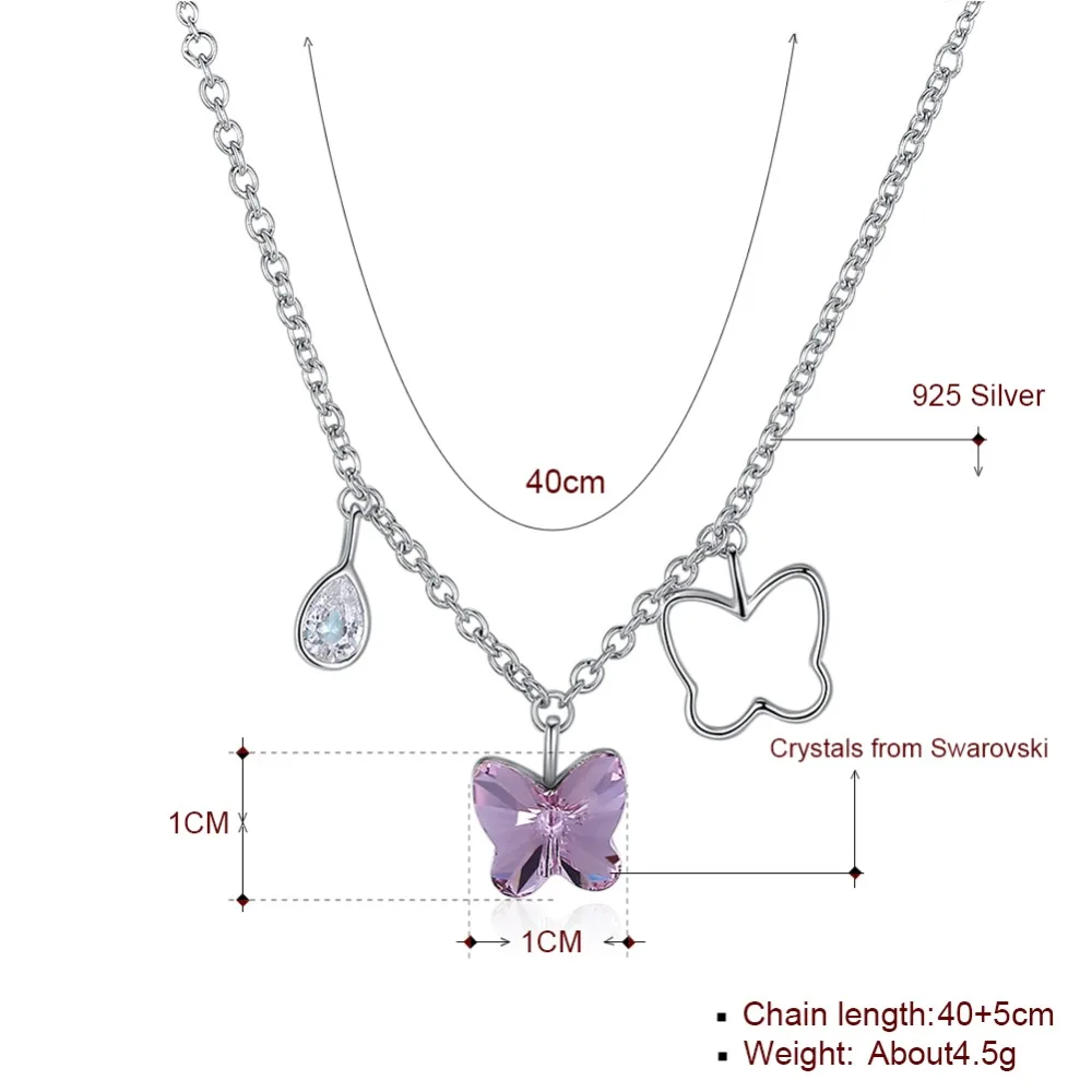 LEKANI кристаллы от Swarovski Бабочка ожерелья с подвесками и кисточками милые