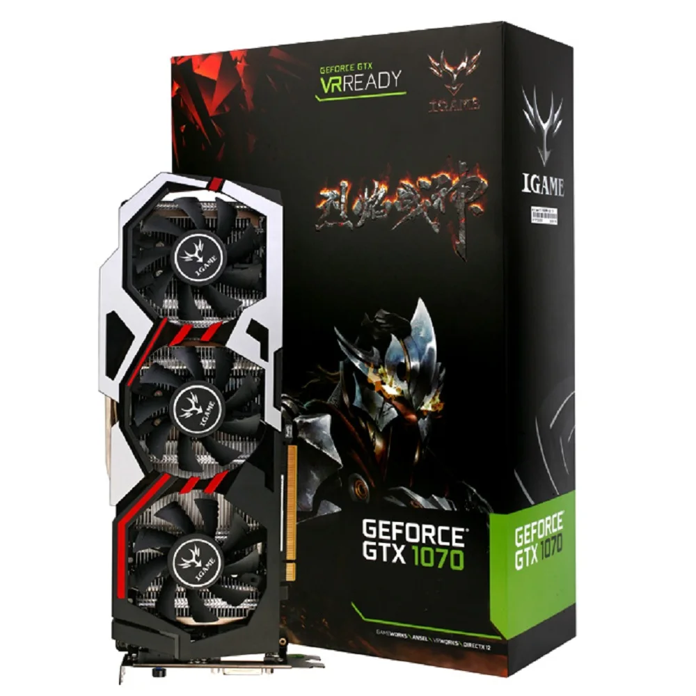 Оригинальный красочный iGame1070 Графика карты U 8GD5 Топ 256bit GDDR5 8 GB GeForce GTX 1070 с HDMI/DVI/DP 1 4