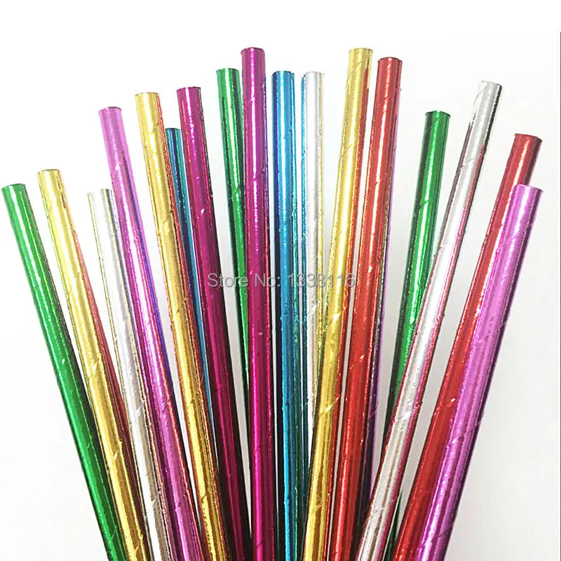 25 шт. однотонные бумажные соломинки из фольги | Дом и сад