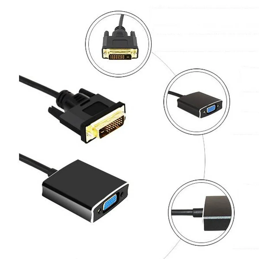 Преобразователь DVI в VGA адаптер из алюминиевого сплава папа мама 24 + 1 25 Pin D Кабель