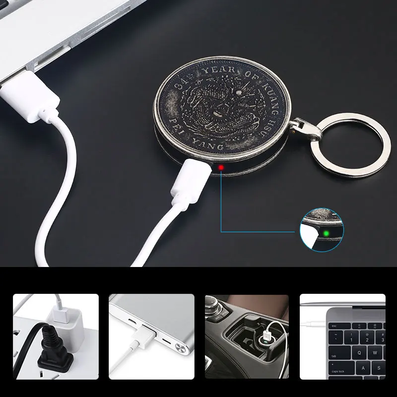 807 креативная металлическая перезаряжаемая usb зажигалка в форме роундель с 7