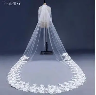 3*3 метра белая слоновая кость Соборная свадебная фата длинная кружевная кромка