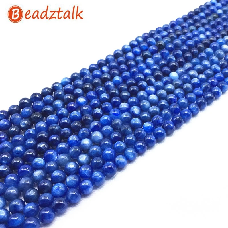 

Blue Stone Natural Kyanite Stone Smooth Beads 6 mm 8 mm 10 mm 12 mm Round 100% Real Great For DIY Making Bracelet Necklace