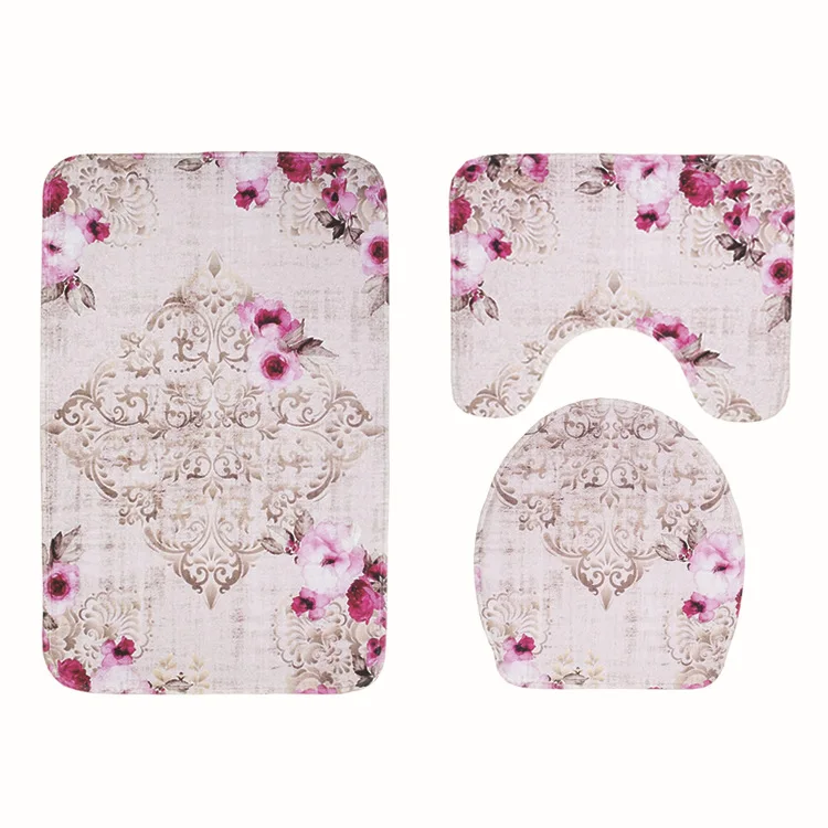 europe floral bath mat bathroom shower room toilet rugs bathroom foot mat non slip bath carpet rugs absorbent bathroom rug set free global shipping