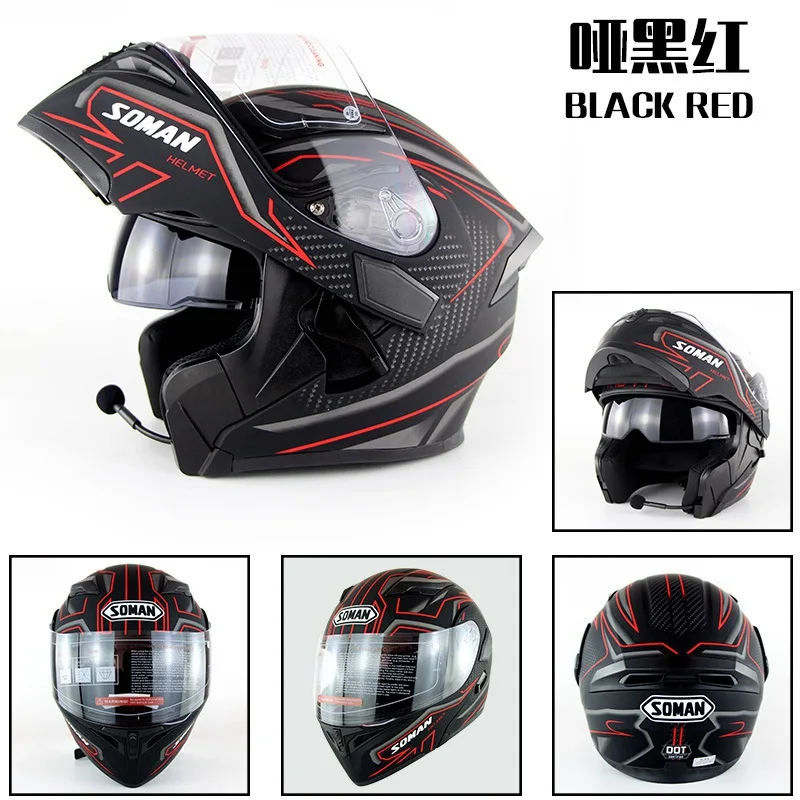 Встроенный Bluetooth шлем с двойными линзами мотоциклетные шлемы флип ап моторный