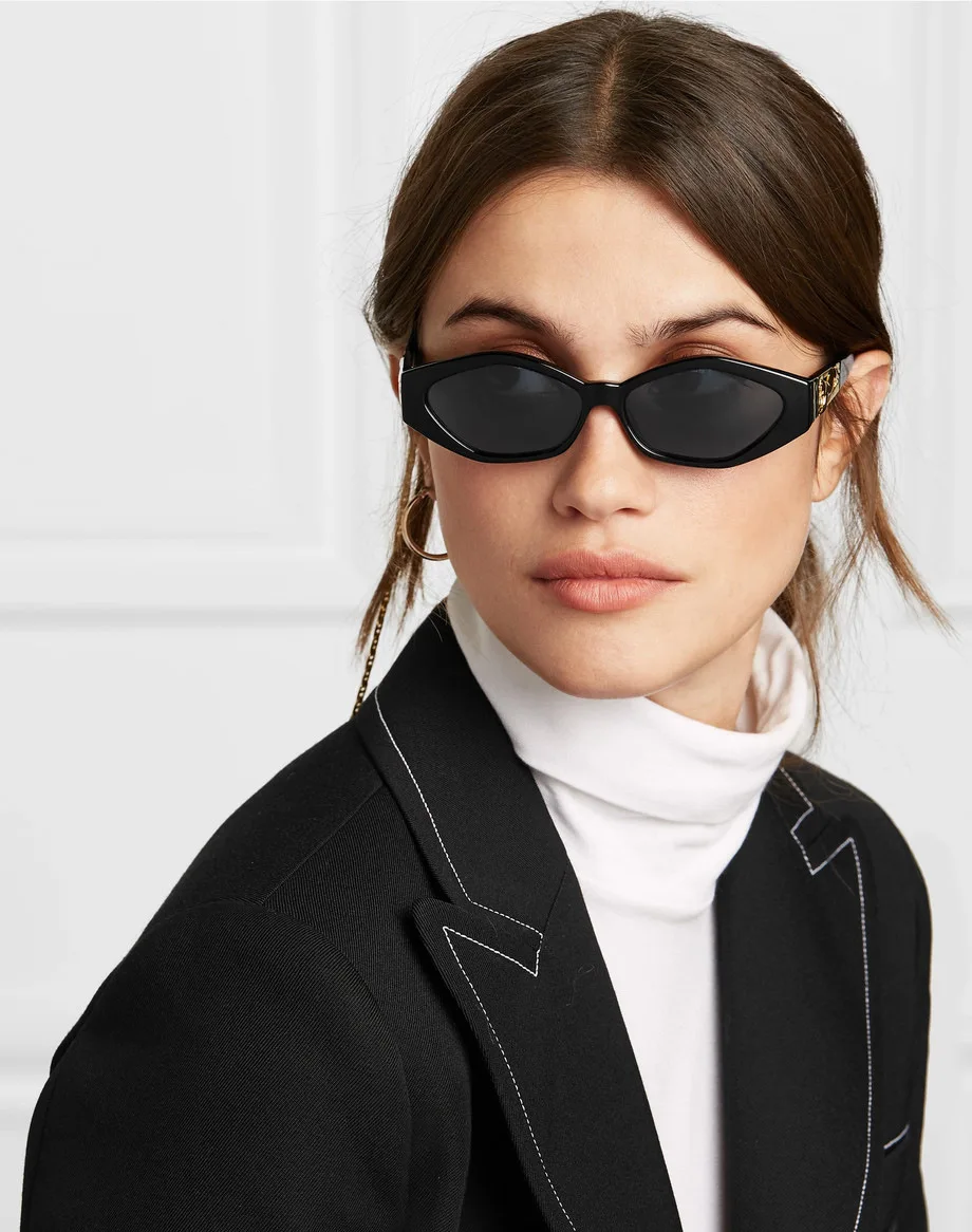 New Sunglasses Fashion Brand Ladies Sun Glasses Small Frame Cat Eye Cool White 3D Leopard Frame Black Yellow Blue Lens
