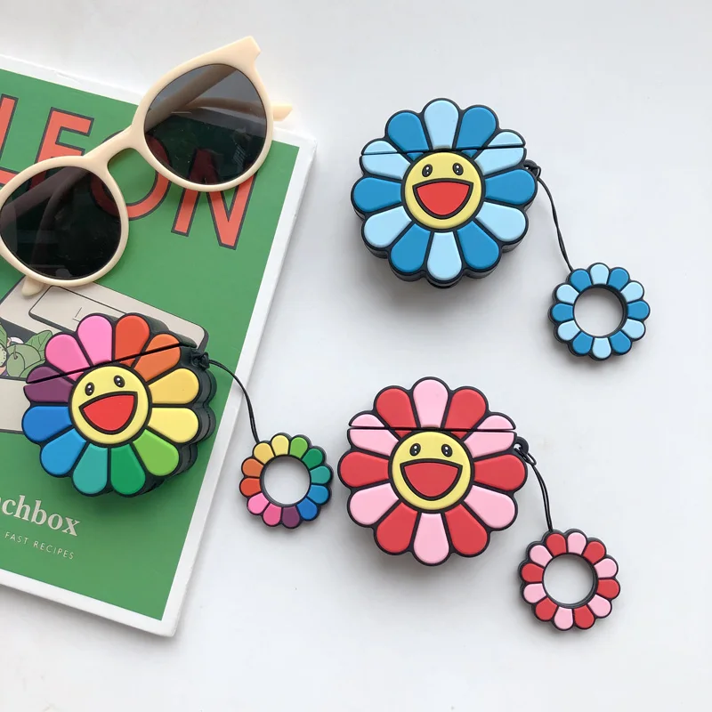 Милые Такаши MIRAKAMI KaiKai KiKi улыбка Радуга цветок Чехлы для наушников для Apple Airpods 1 2 противоударный силиконовый чехол для наушников