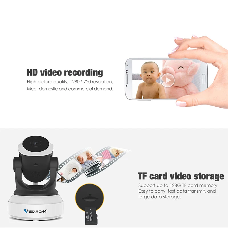 Vstarcam C7824WIP HD wifi IP камера 720P ночное видение домашняя камера безопасности Беспроводная P2P внутренняя ИК камера PTZ IP камера аудио ONVIF