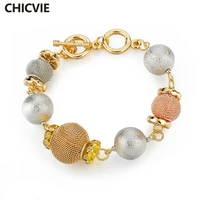 chicvie gold hollow ball bracelets bangles for women silver love crystal chain link famous brand jewelry bracelet sbr160026