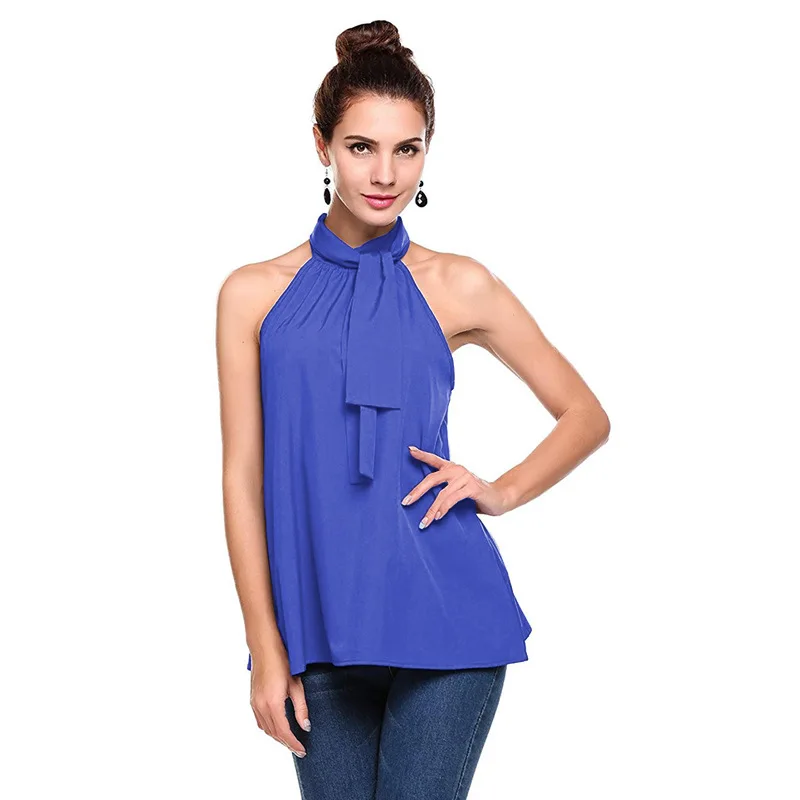 Женские топы на бретельках с открытой спиной Однотонная рубашка открытыми