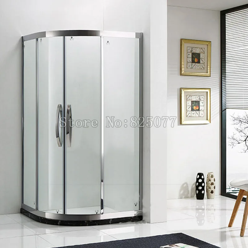 Бескаркасная душевая дверь квадратная трубка изогнутая ручка 304 из нержавеющей