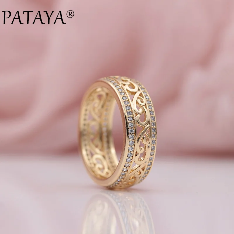 Женские кольца из розового золота 585 пробы с инкрустацией воском|hollow ring|ring womenfine