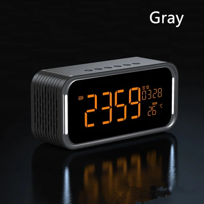 Gray speaker Bluetooth динамик Повтор цифровой будильник AUX TF карта воспроизведения термометр большой светодиодный дисплей для спальни кухня отель стол - Цвет: Gray speaker