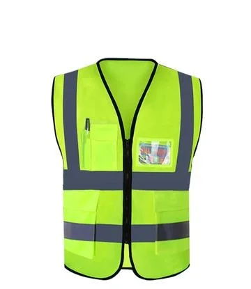 Fluorescent Yellow Светоотражающий Предупреждение ющий жилет с карманами Рабочая Светоотражающая защитная одежда на молнии открытый стиль - Цвет: Fluorescent Yellow