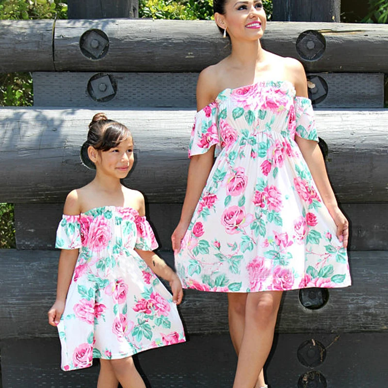Mum Mommy and Me Mother Daughter Dresses Wedding Off Shoulder Mom Girl Dress Family Look Matching Outfits | Мать и ребенок
