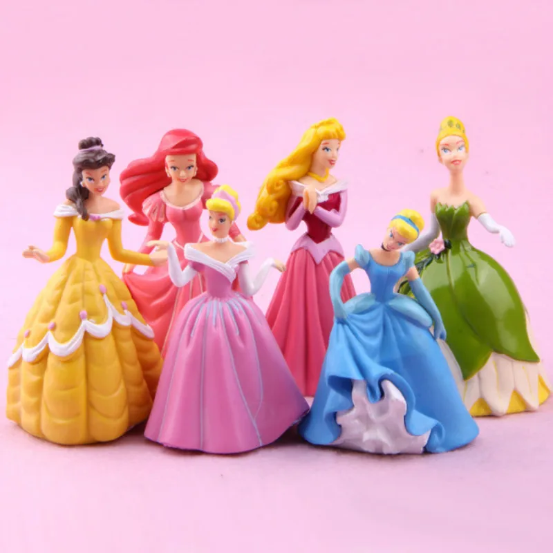 Экшн-фигурки Принцессы Disney 6 шт./компл. игрушки Рапунцель Белль Золушка фея кукла