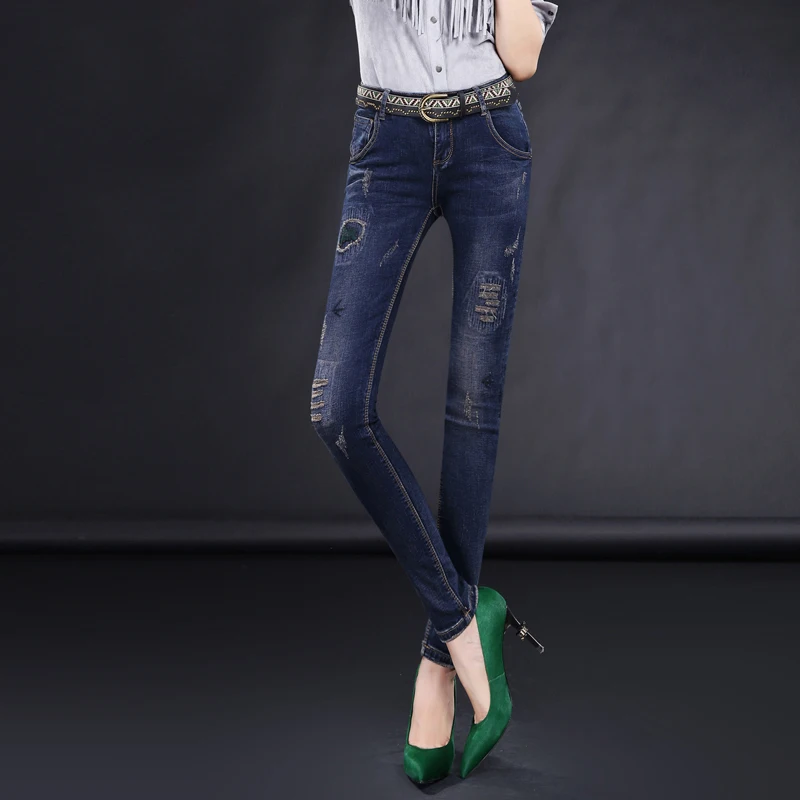 Quality 2016 Autumn women jeans pants pencil skinny trousers slim fit legging female long denim SY6603 |