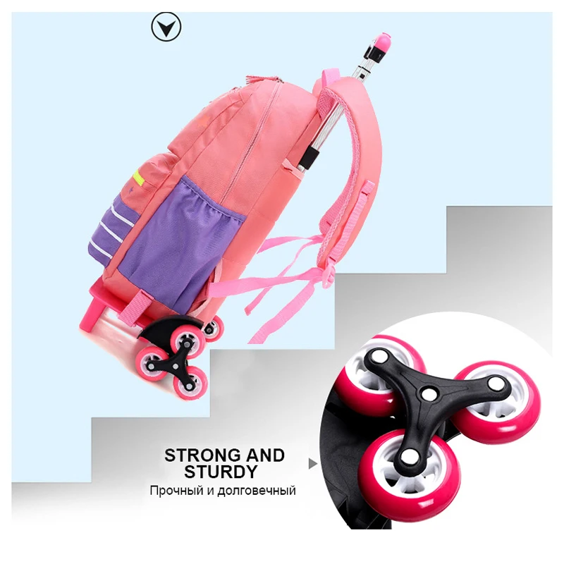 Детский школьный ранец на колесиках для мальчиков и девочек рюкзак школы 2 6