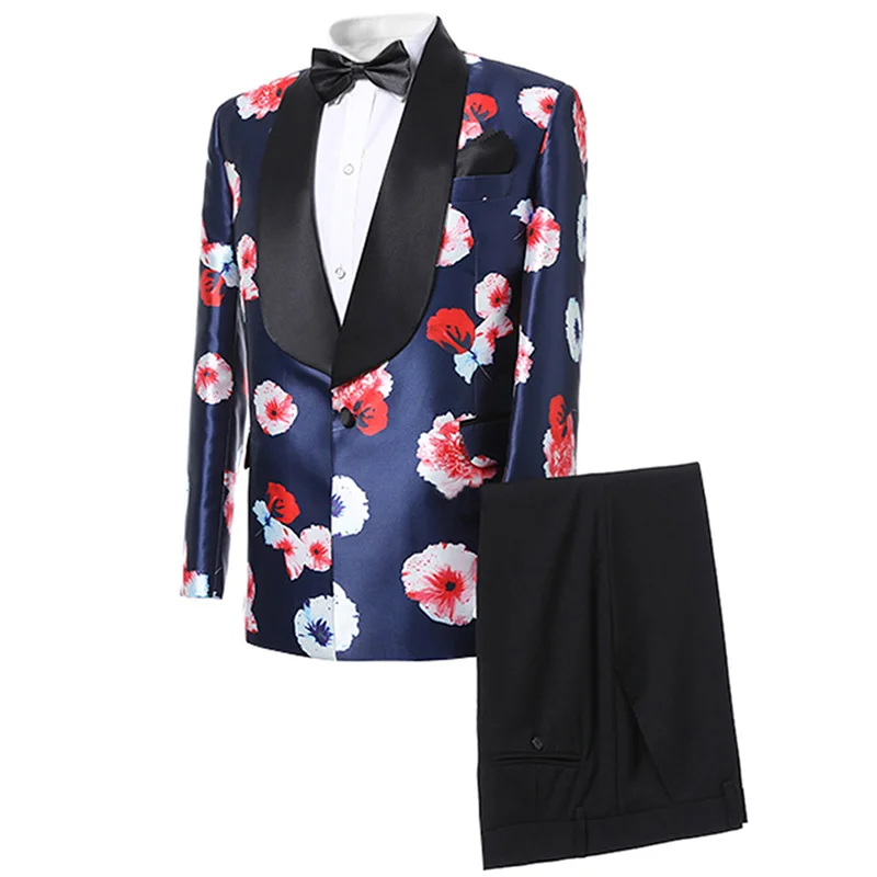 YUNCLOS высокое качество мужские костюмы с цветочным принтом комплект из 2 предметов