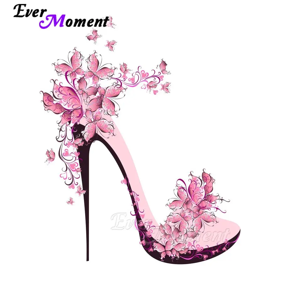 

Ever Moment Diamond Mosaic Butterfly Pink High Heel Shoe 5D DIY Diamond Painting Home Decoration Full Square Craft ASF1066