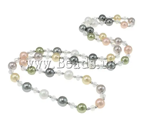Free Shipping South Sea Shell Necklace with Crystal & Brass Round multi colored 10mm Length:31.5 Inch 12Strands/Bag|necklace dream|shell