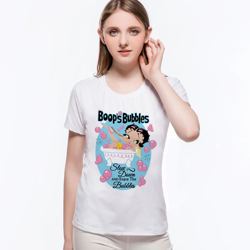 Betty Boop go swimwing 2020 новый бренд Одежда высшего качества для женщин Harajuku футболка в
