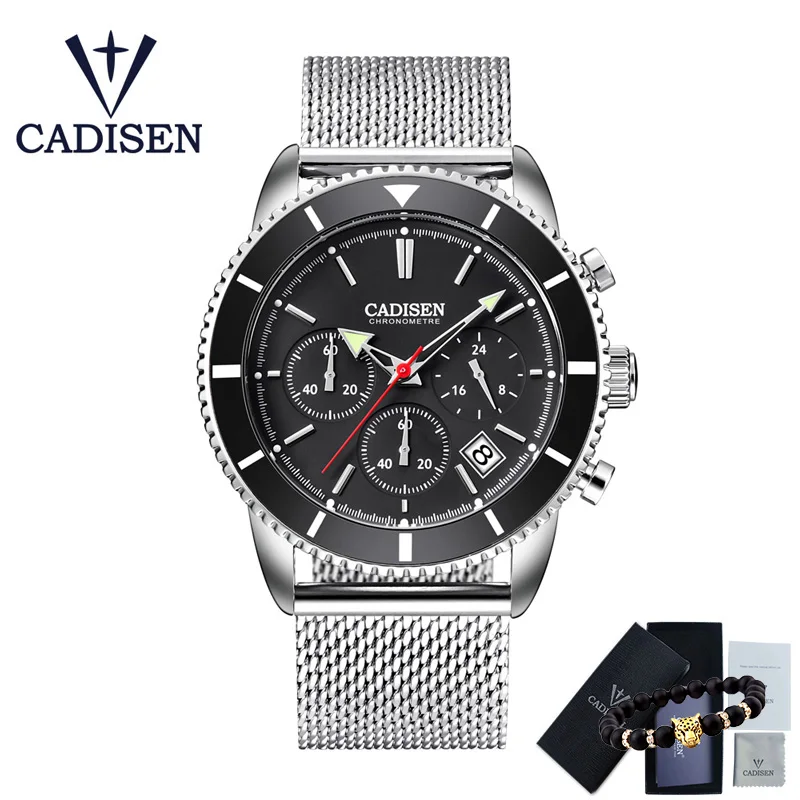 CADISEN New Men's Watches Fashion Quartz Mens watches top Brand Luxury Sports Military Watch Men clock relogio masculino - Цвет: Black