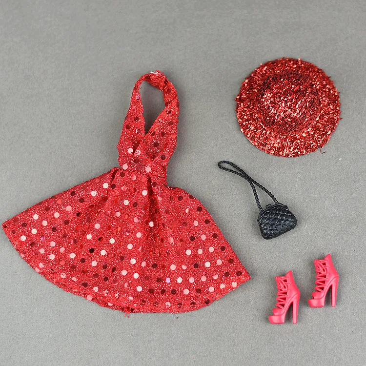 Платье шляпа обувь сумка в комплекте модное платье платья наряды одежда для 1/6