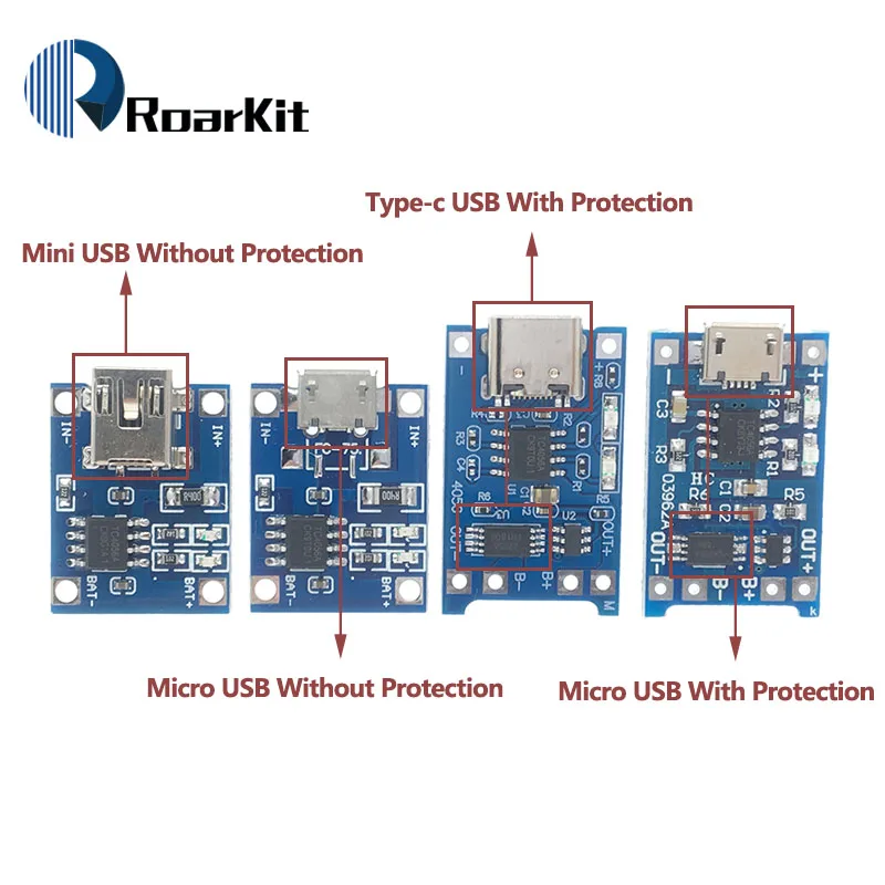 Type c/Micro/Mini USB 5V 1A 18650 TP4056 модуль зарядного устройства литиевой батареи зарядная