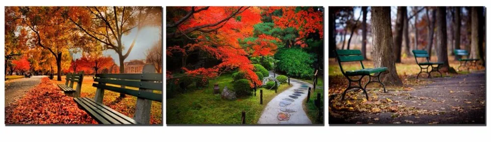 Картина на холсте красивый парк 3 панели | Дом и сад