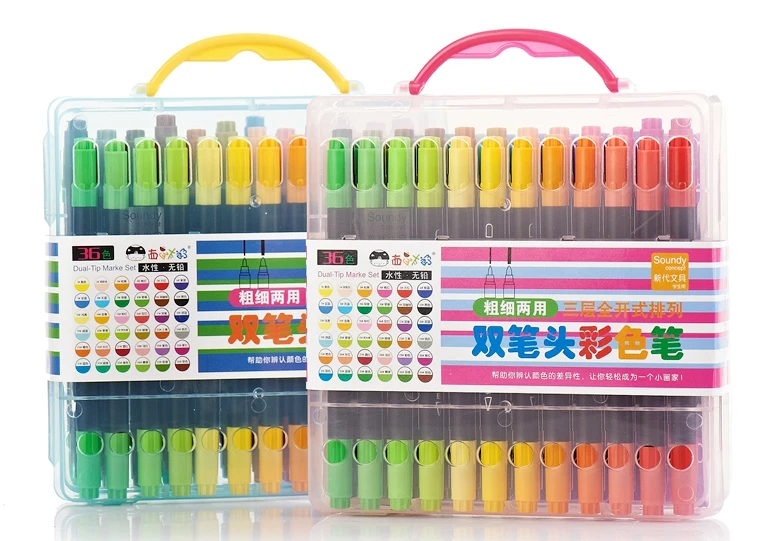 36 цветов s/набор водная цветная ручка двойная головка кисть маркер канцелярские